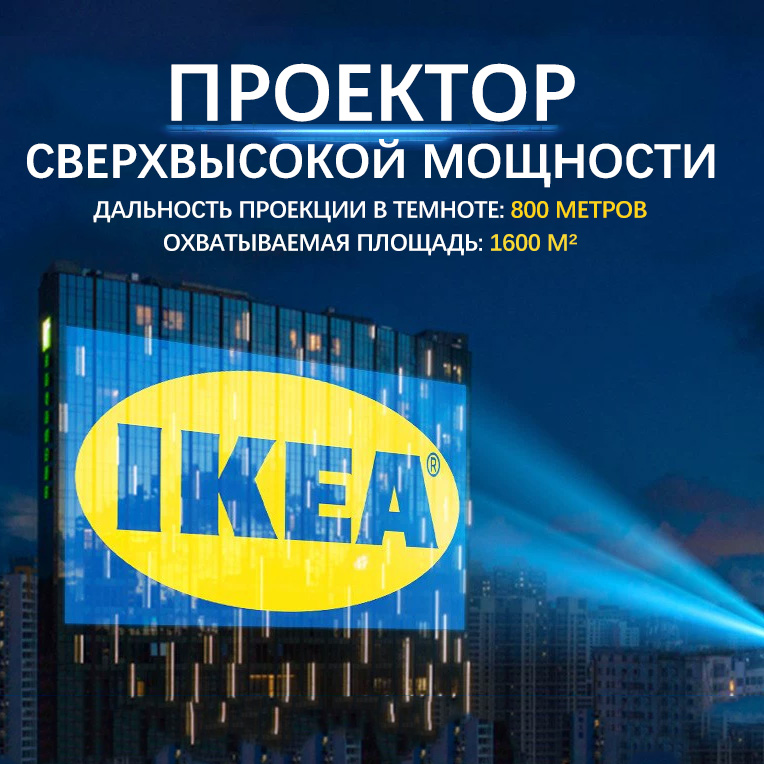 1500Вт Проекционный Прожектор для Фасадной Рекламы: Дальнобойное Освещение Максимальной Яркости