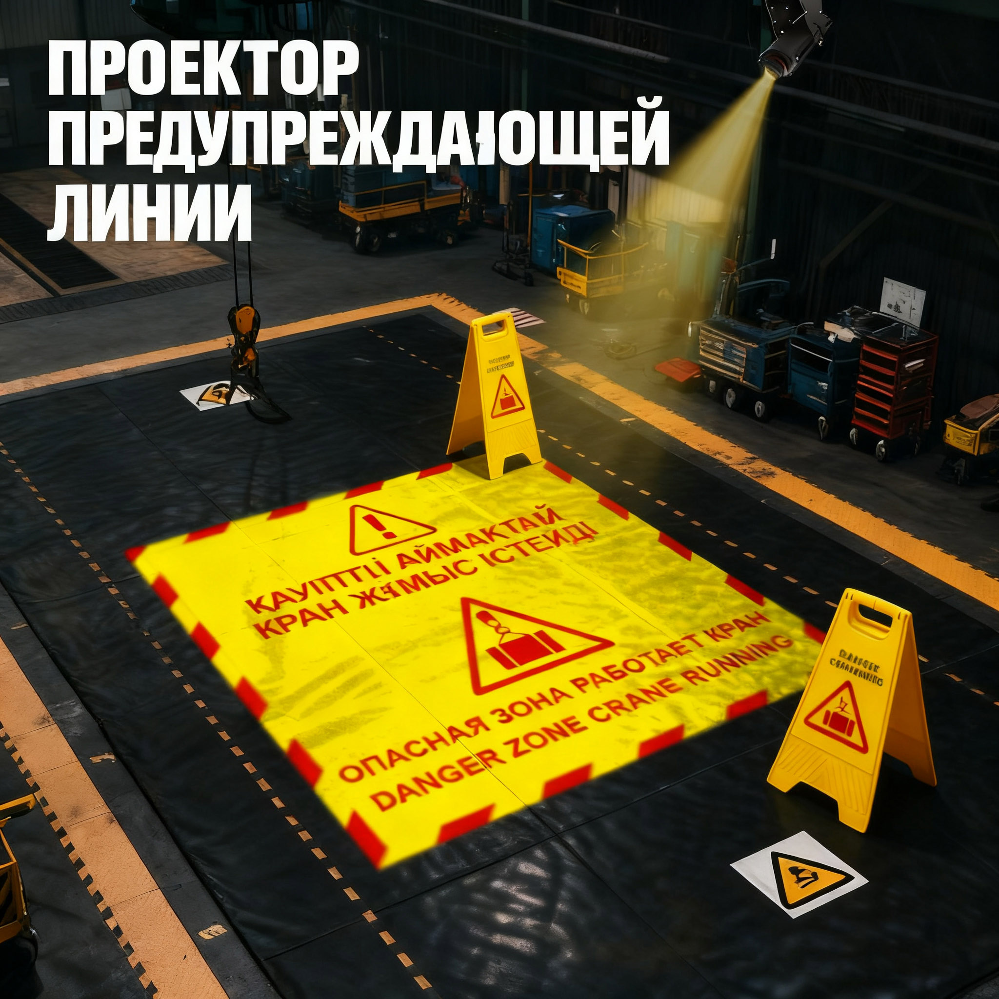 Проекционная лампа предупреждения «Вход запрещен» с линией предельной опасности, оснащенная качественным источником питания Mean Well и сертифицированная по стандартам ЕС