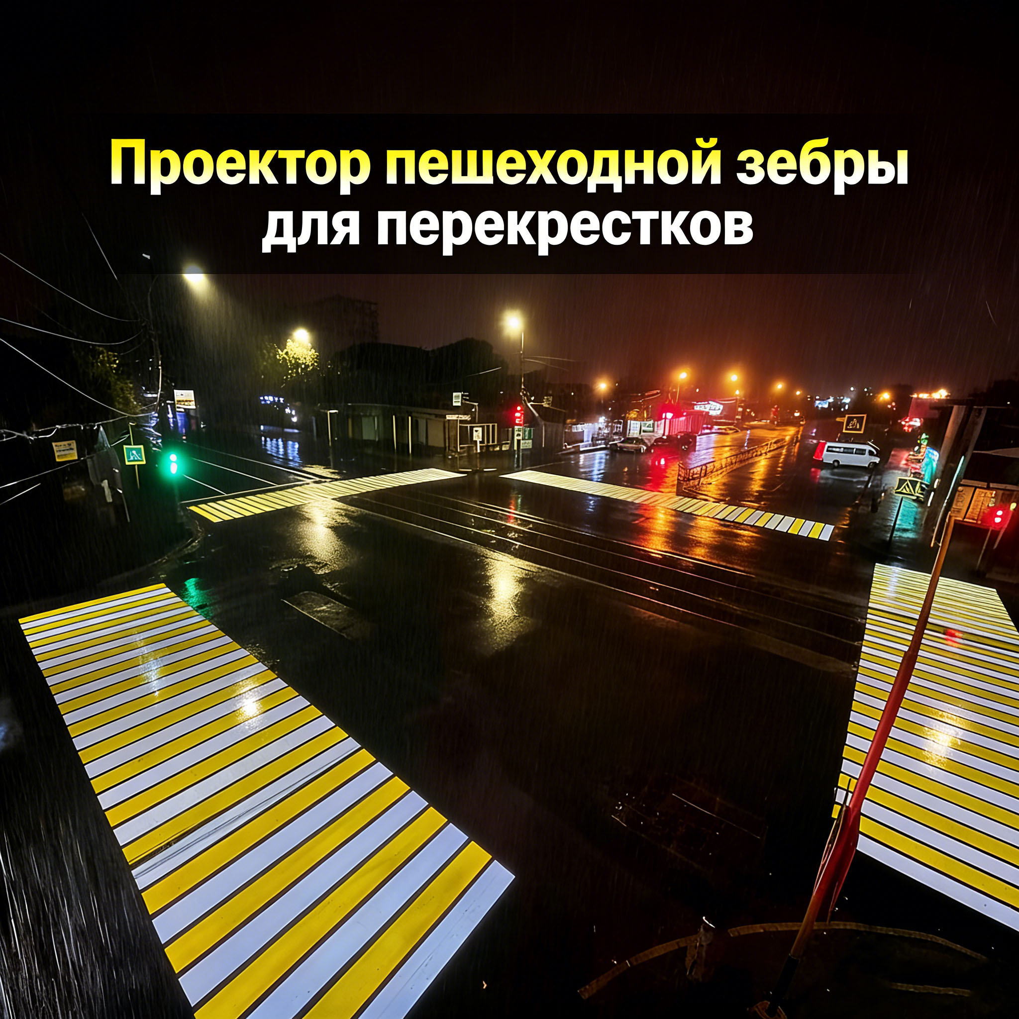 Уличный проекционный светильник для разметки перекрестков в сложных погодных условиях