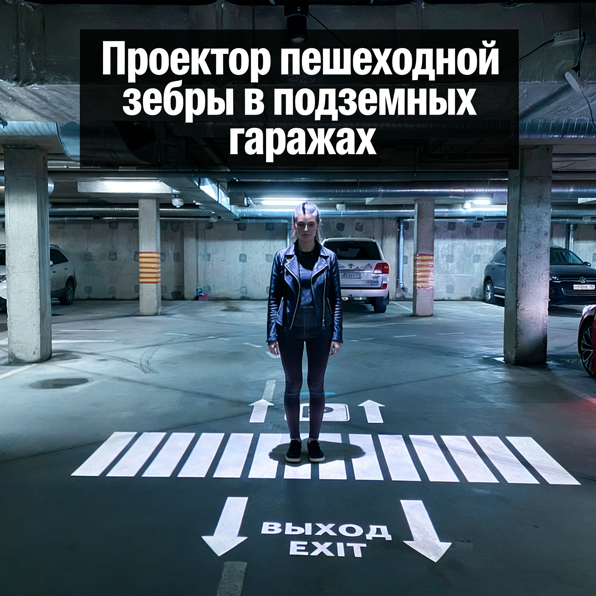Проектор пешеходной зебры для подземных гаражей: безопасный путь